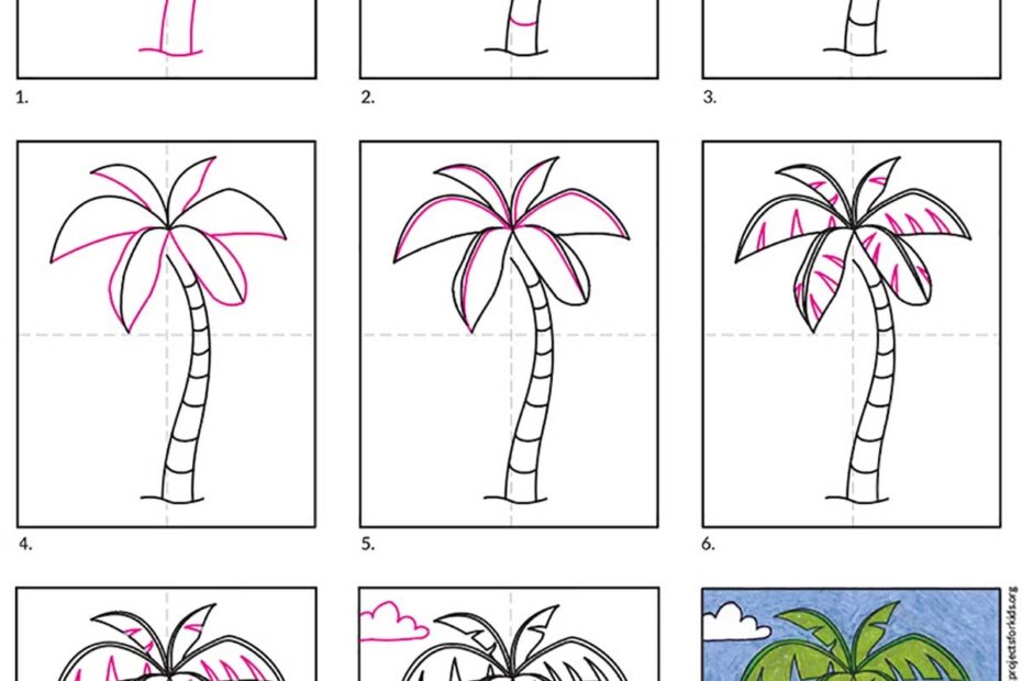 Easy How To Draw A Palm Tree Tutorial U0026 Palm Tree Coloring Page