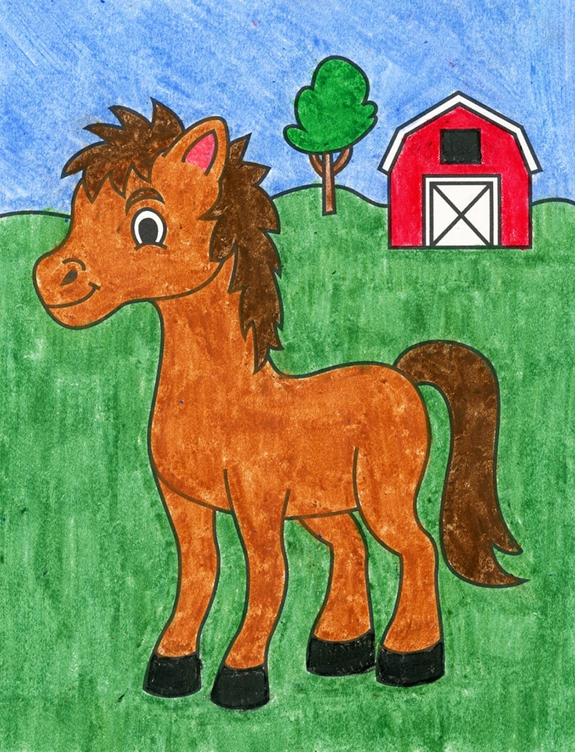 horse drawing for kids