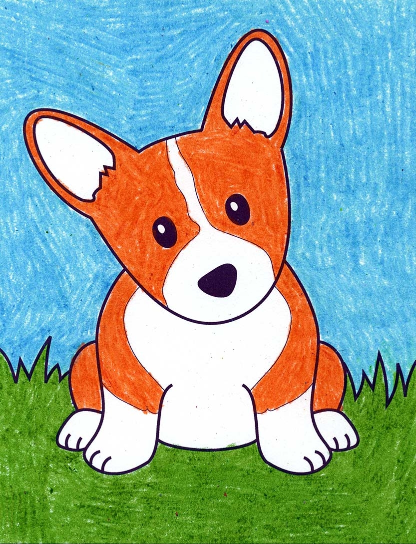 Easy How To Draw A Puppy Tutorial And Puppy Coloring Page