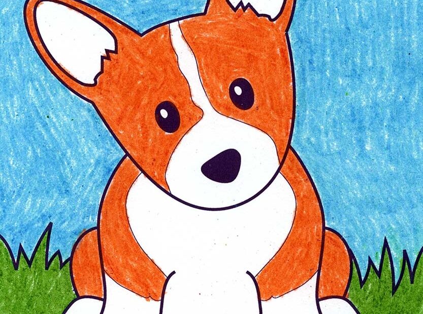 Easy How To Draw A Puppy Tutorial And Puppy Coloring Page