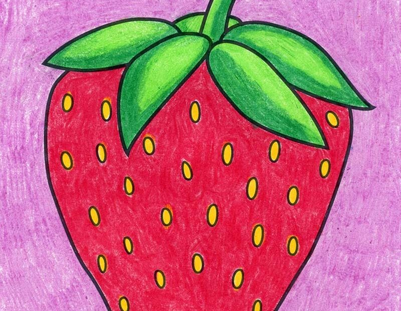 Easy How To Draw A Strawberry Tutorial And Coloring Page