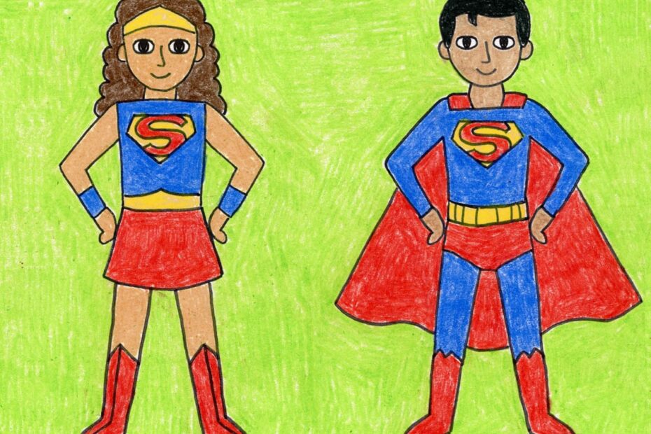 Easy How To Draw A Superhero Tutorial And Superhero Coloring Page