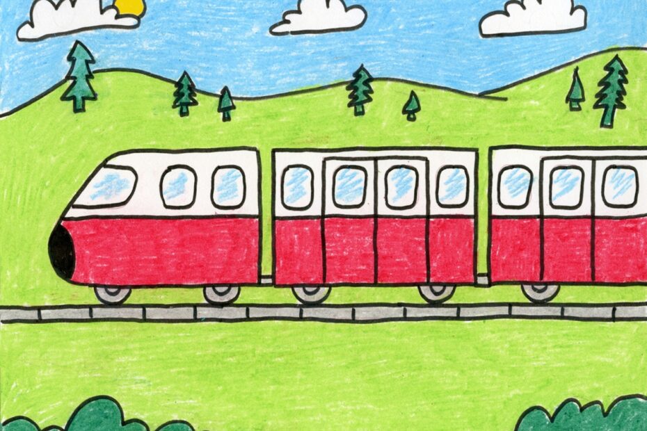 Easy How To Draw A Train Tutorial Video And Train Coloring Page