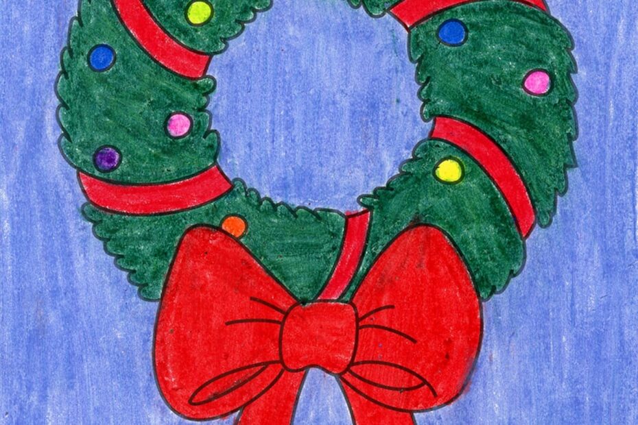 Easy How To Draw A Wreath Tutorial Video U0026 Wreath Coloring Page