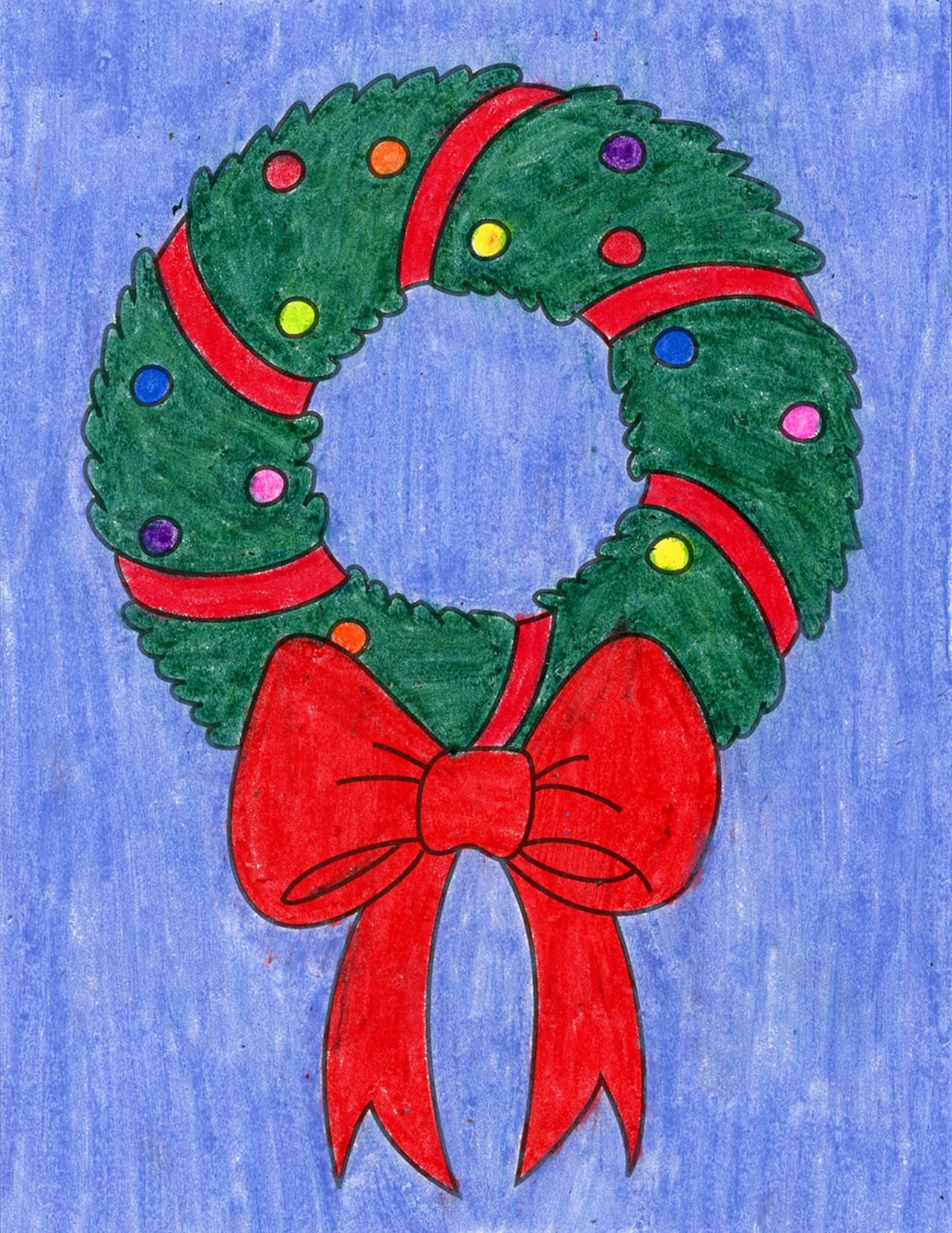 Easy How To Draw A Wreath Tutorial Video U0026 Wreath Coloring Page