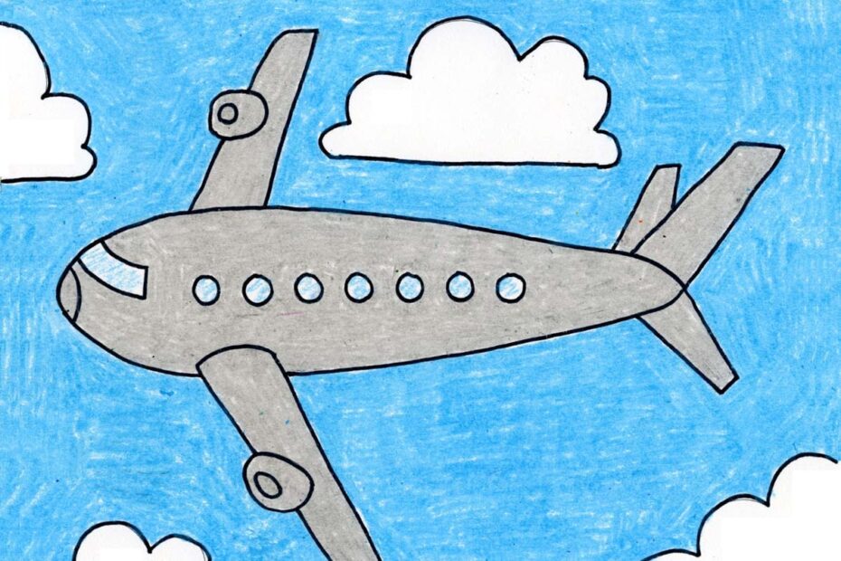 Easy How To Draw An Airplane Tutorial Video And Airplane Coloring Page