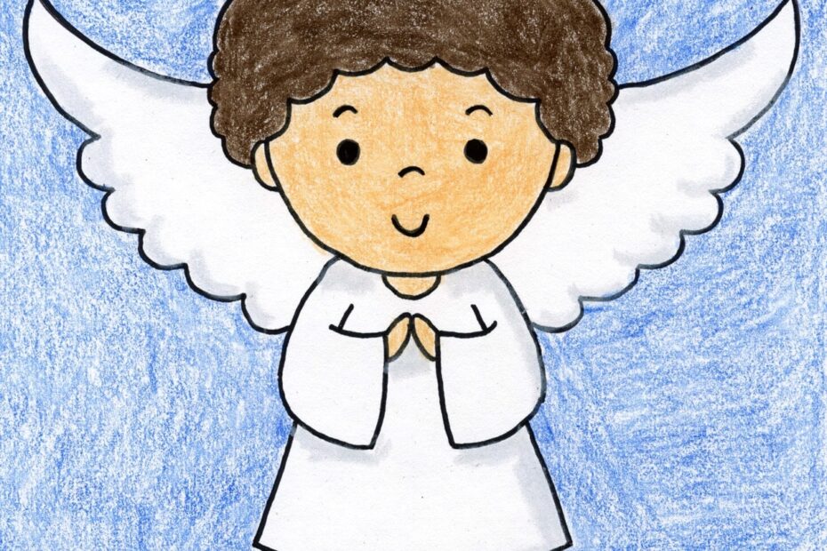 Easy How To Draw An Angel Tutorial And Angel Coloring Page