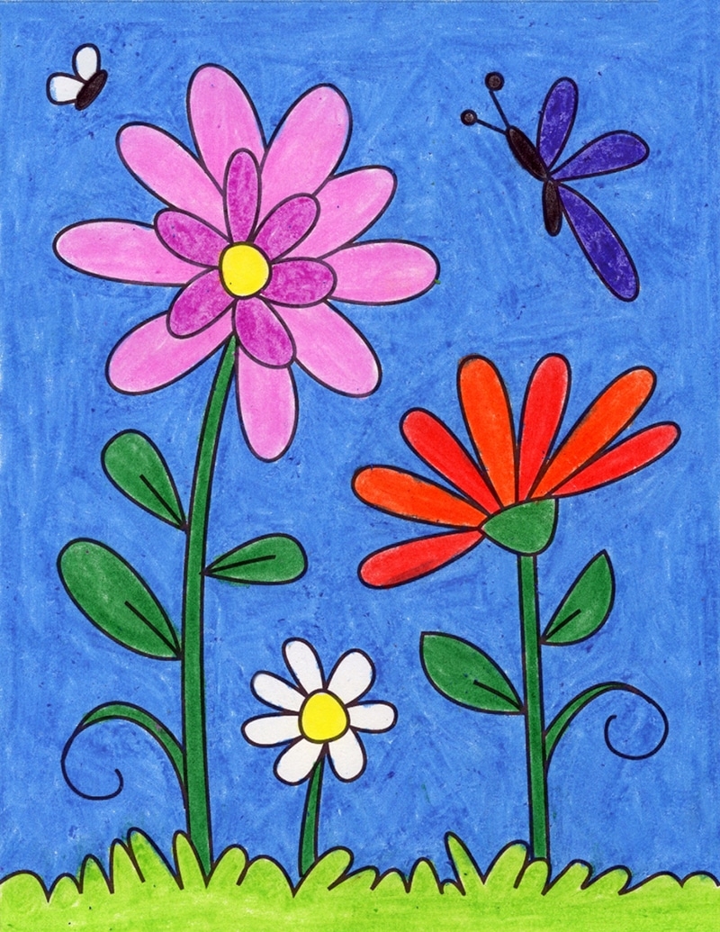 Easy How To Draw Flowers Tutorial Video U0026 Flowers Coloring Page