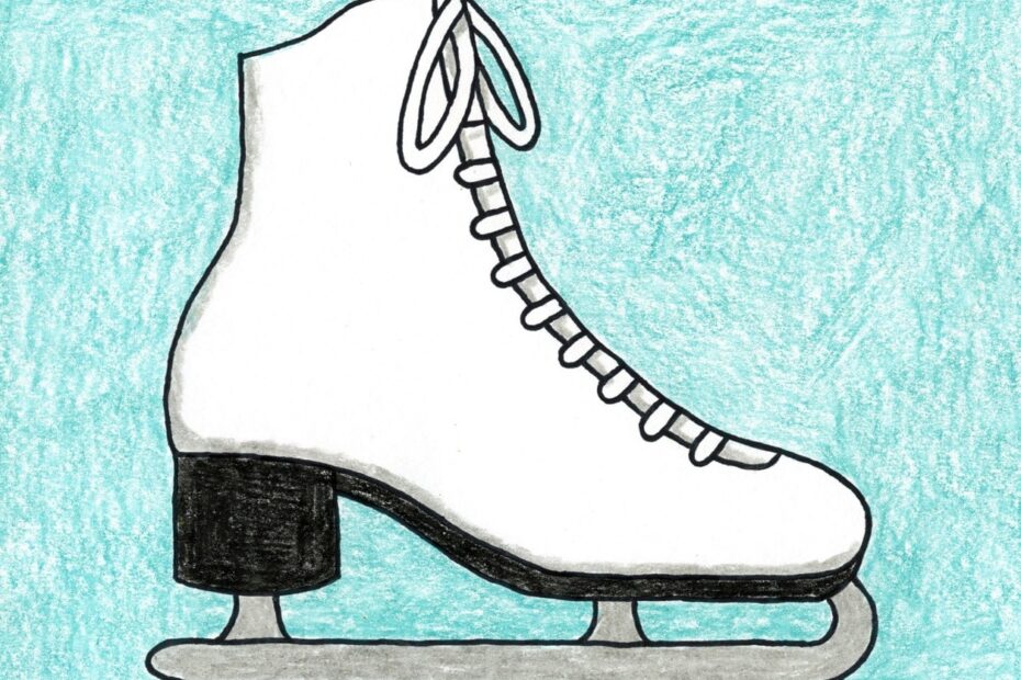 Easy How To Draw Ice Skates Tutorial U0026 Ice Skates Coloring Page