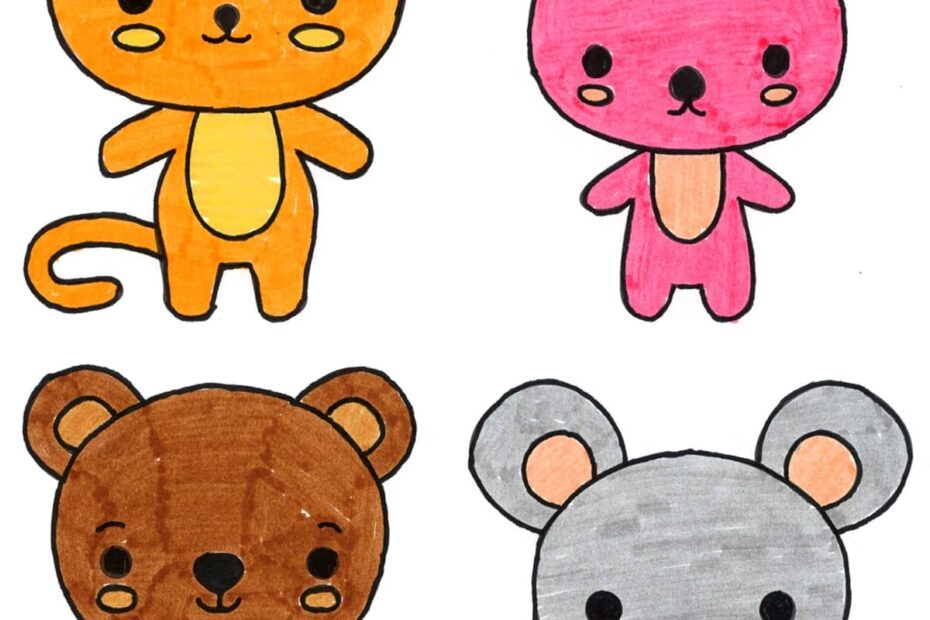 Easy How To Draw Kawaii Animals And Kawaii Coloring Page