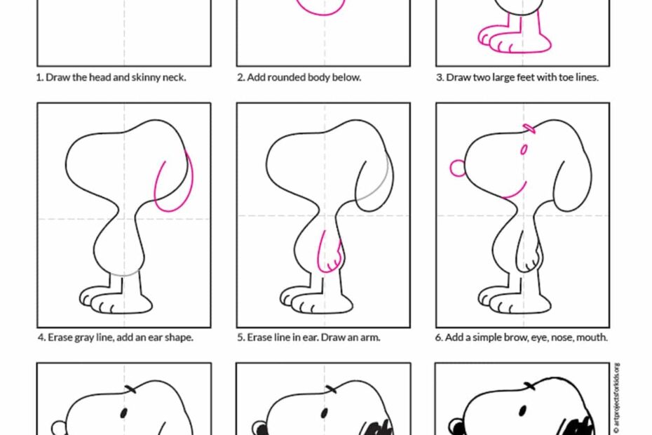 Easy How To Draw Snoopy Tutorial And Snoopy Coloring Page