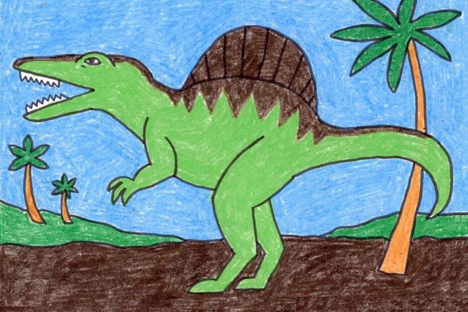 Easy How To Draw Spinosaurus Tutorial And Coloring Page