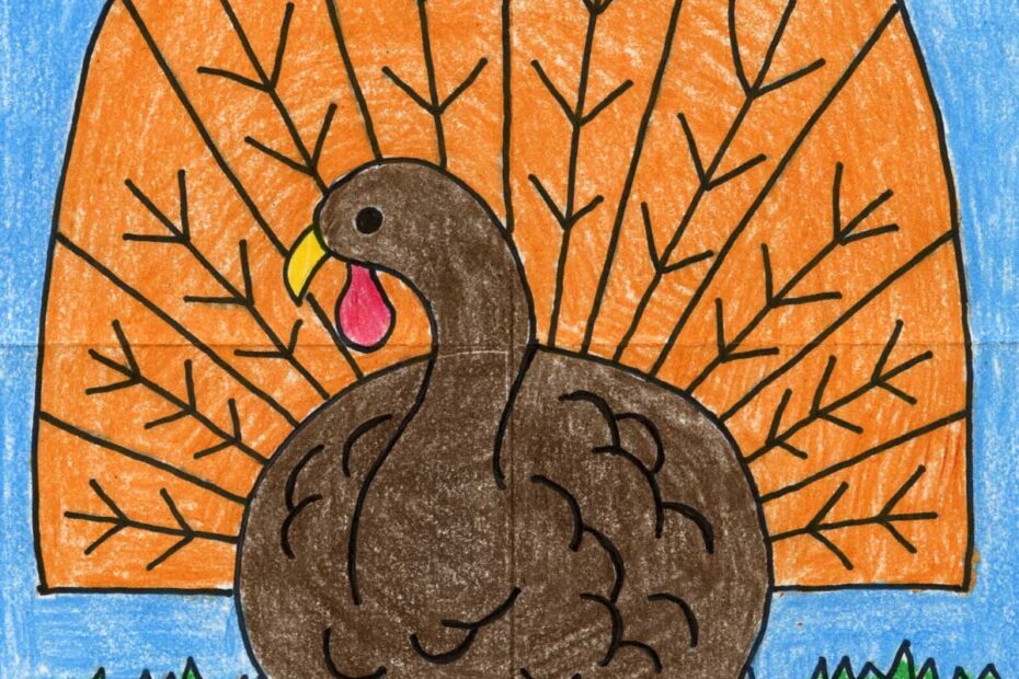 Easy How To Draw Turkey Tutorial And Turkey Coloring Page