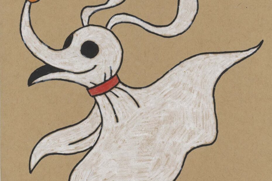 Easy How To Draw Zero From Nightmare Before Christmas Tutorial