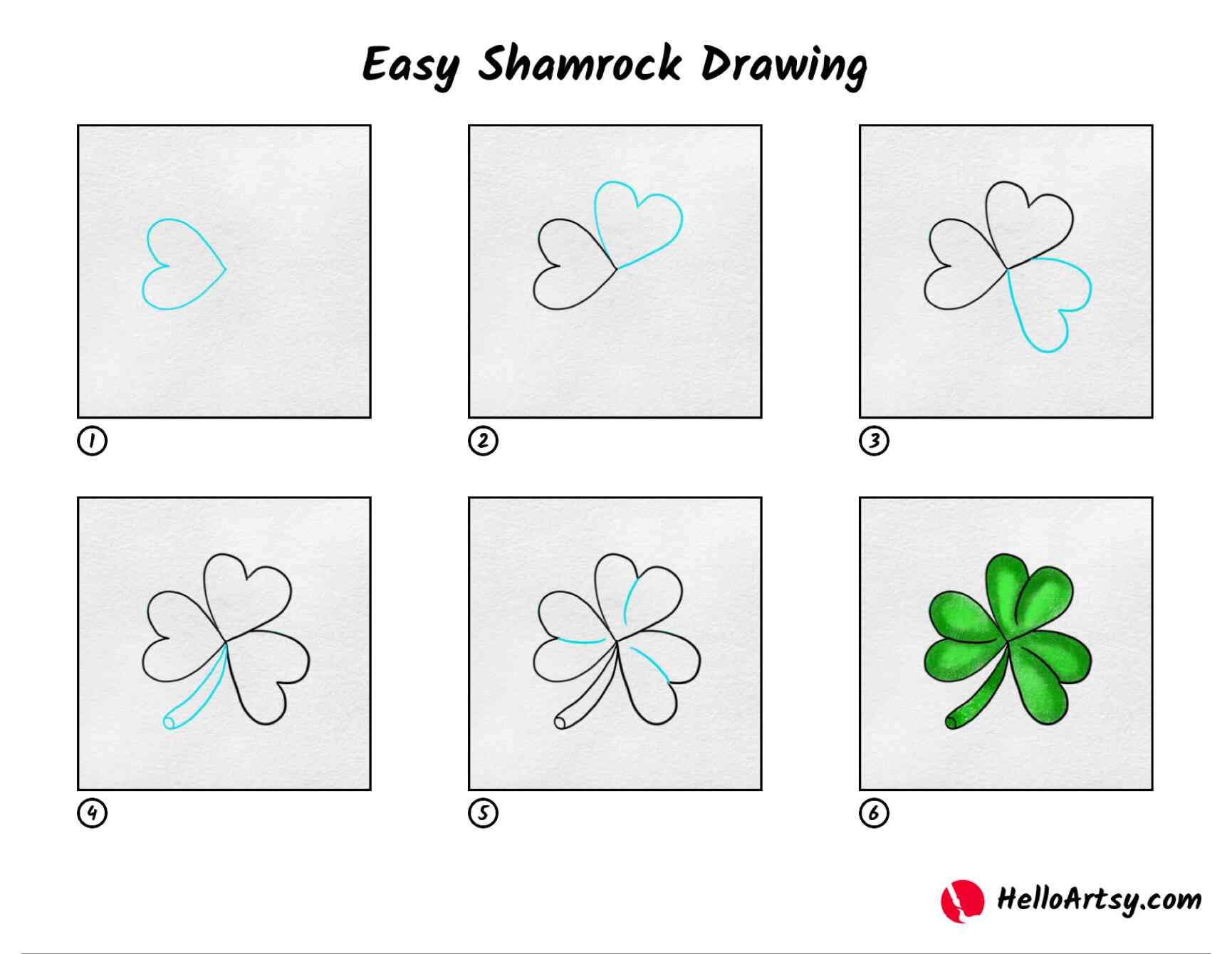 Easy Shamrock Drawing HelloArtsy
