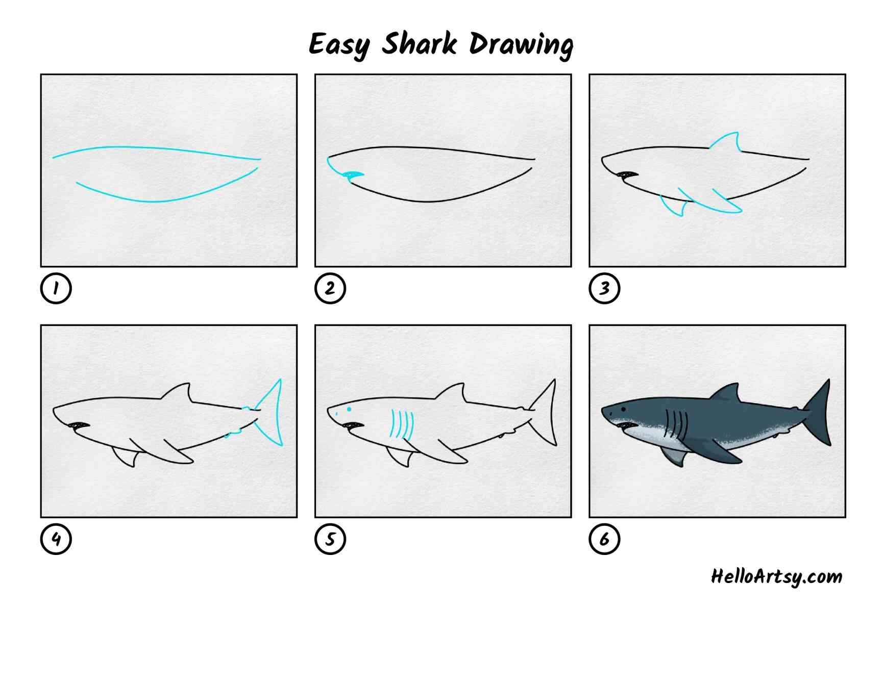 Easy Shark Drawing HelloArtsy