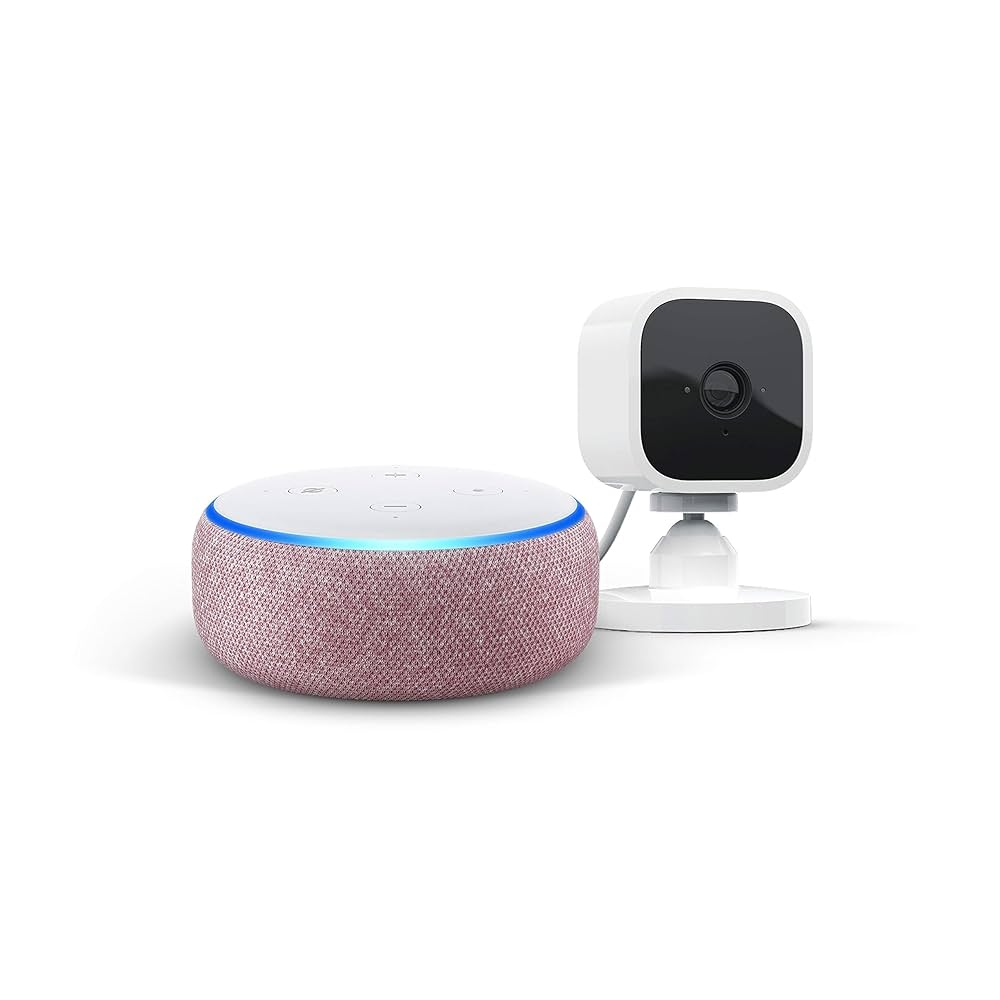 Echo Dot 3rd Gen Plum Fabric Blink Mini Camera Works With Alexa Amazon co uk Amazon Devices U0026 Accessories
