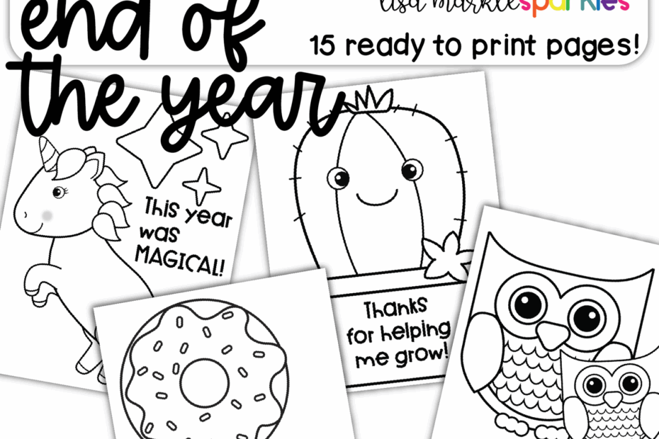 End Of Year Coloring Pages Printable PDF Activity Lisa Markle