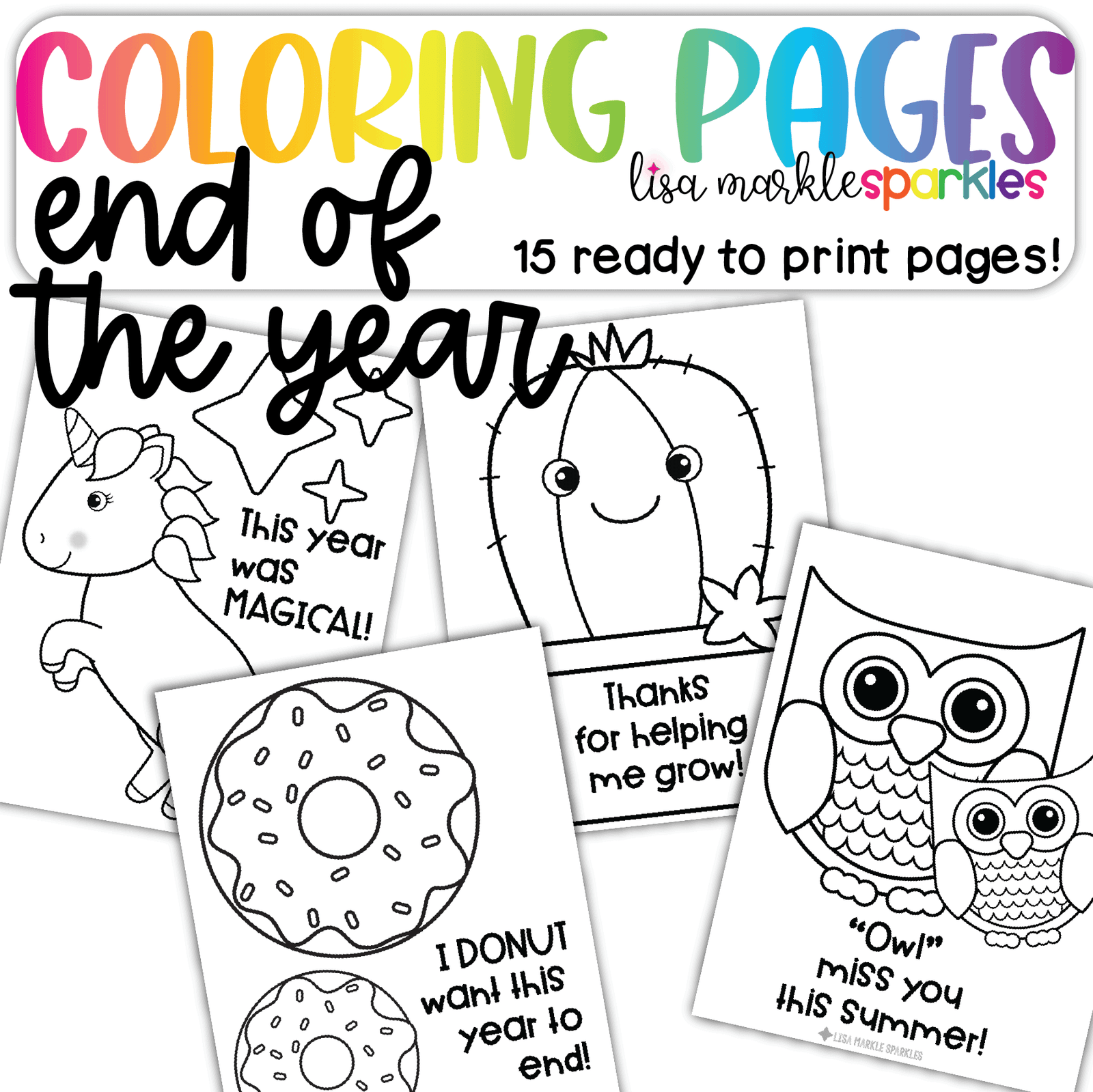 End Of Year Coloring Pages Printable PDF Activity Lisa Markle 