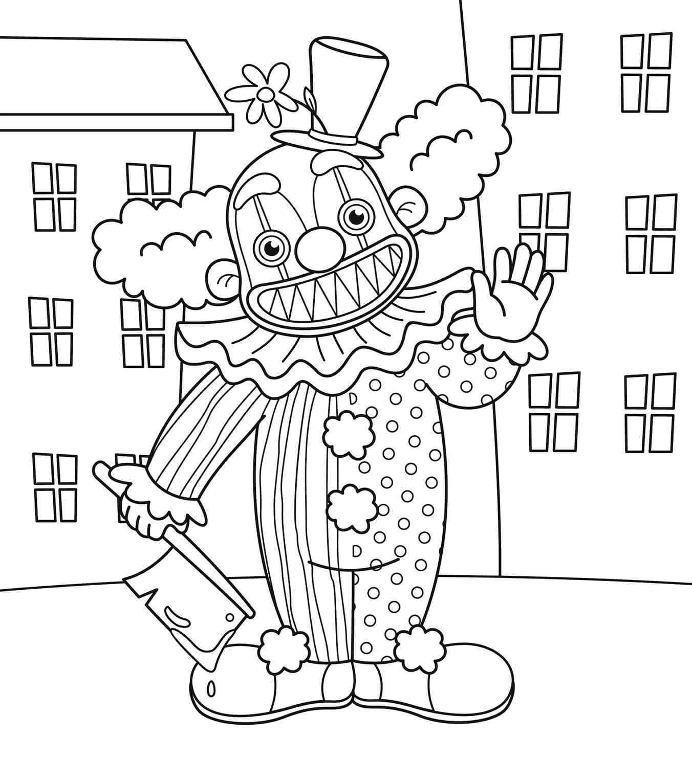 Evil Clown Holding Knife Coloring Page Download Print Or Color Online For Free