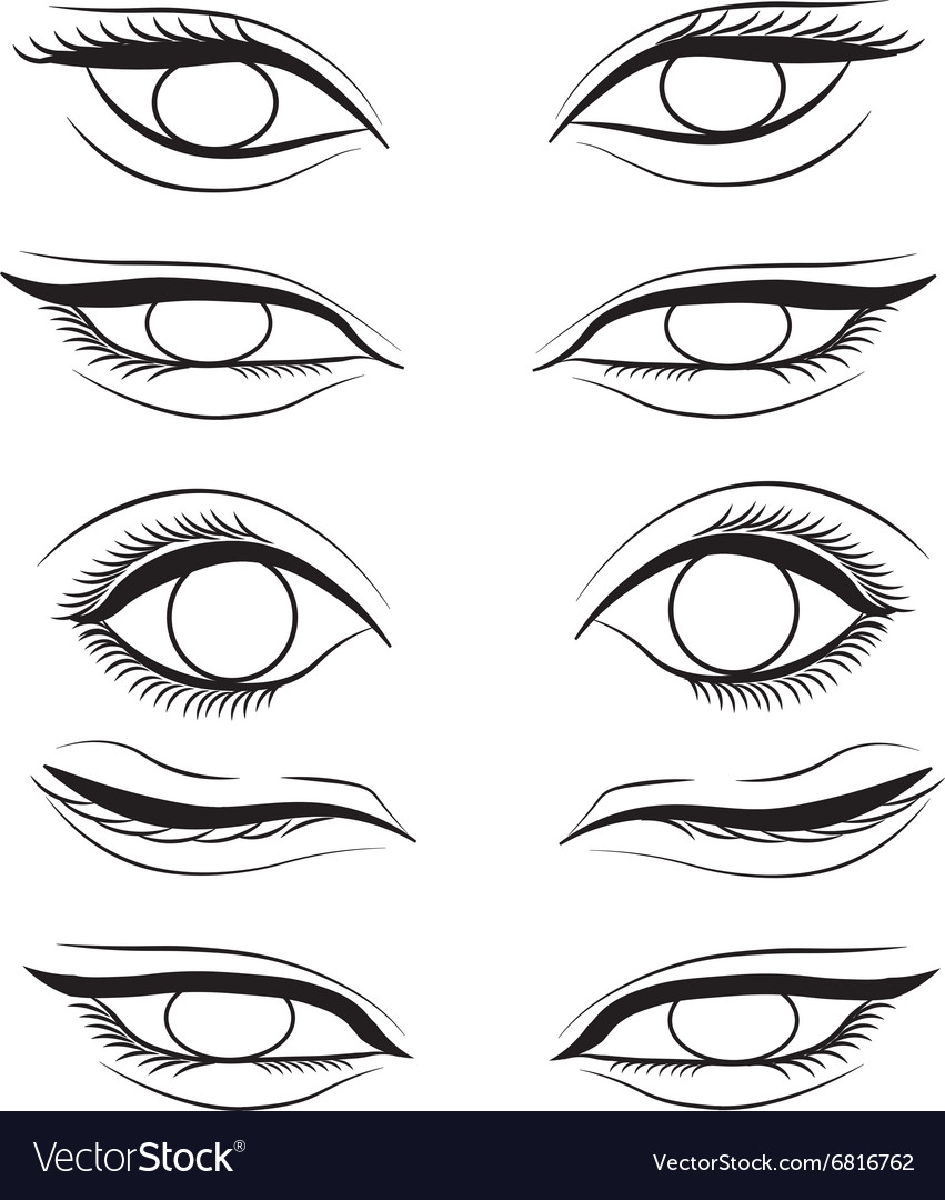 Eye Cartoon Line Sketch Shape Royalty Free Vector Image