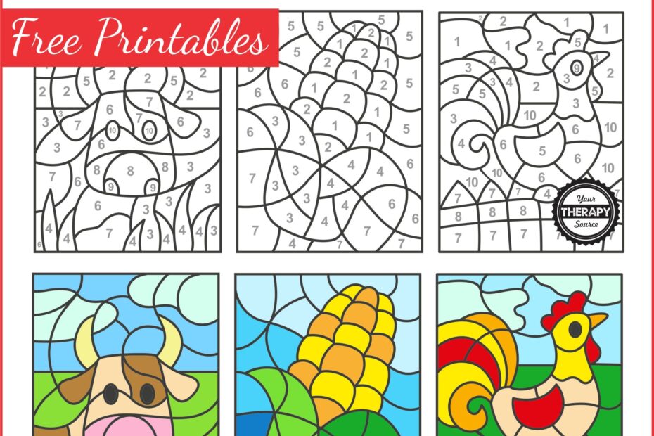 Farm Color By Number Free Printables Your Therapy Source