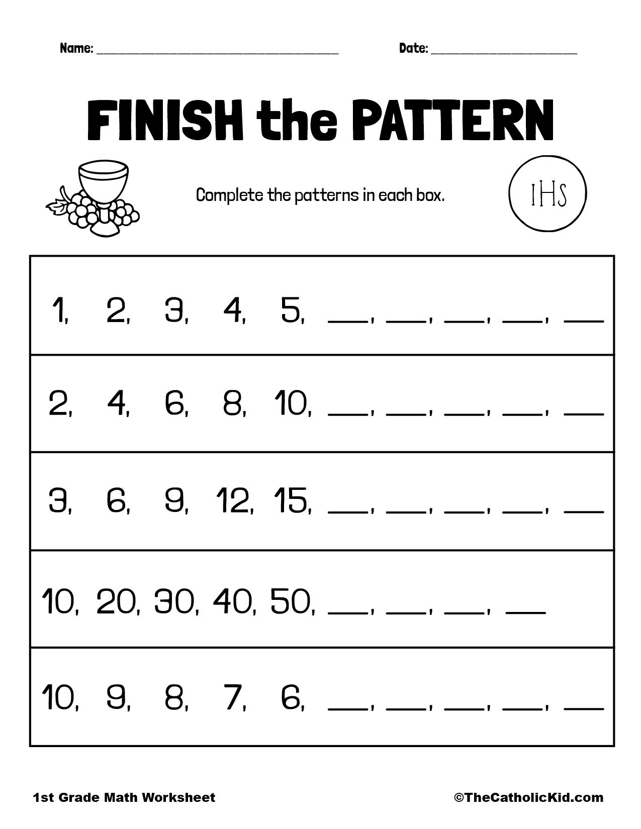 math patterns worksheets