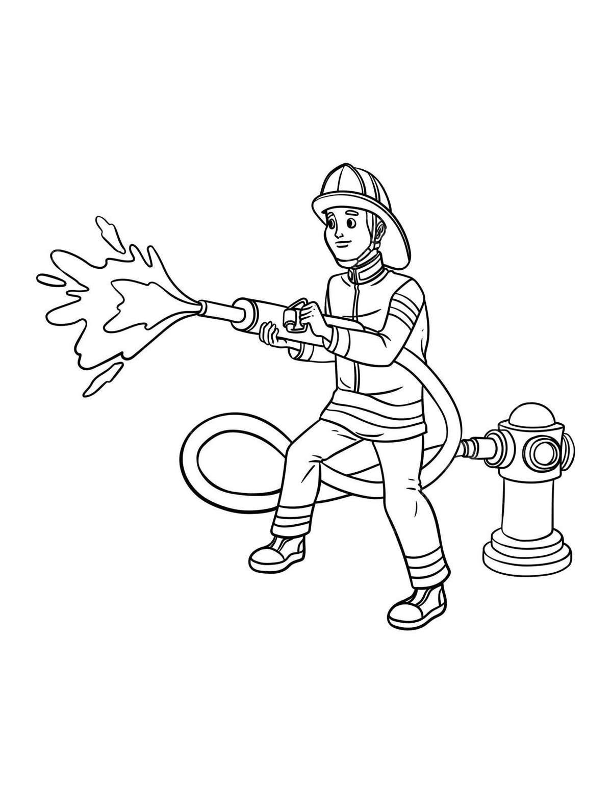 Firefighter Isolated Coloring Page For Kids Profession Background 