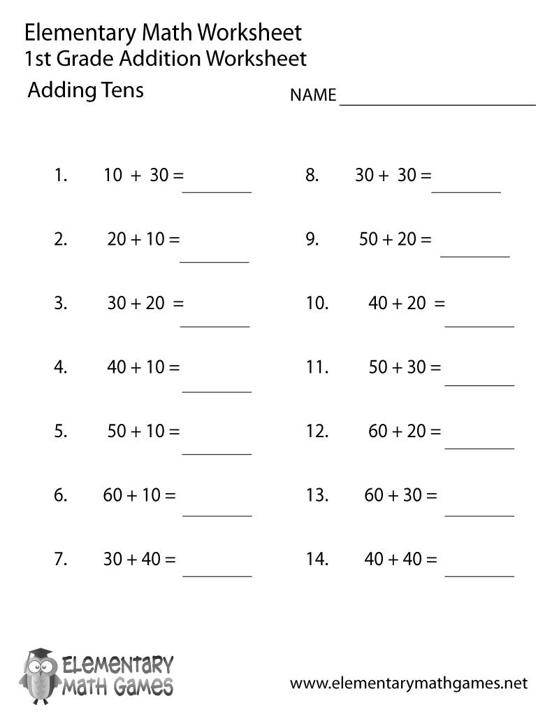 math worksheets for 1st graders addition