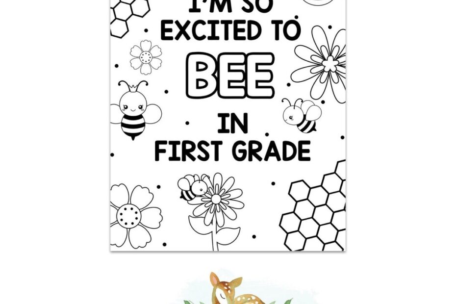 First Grade First Day Activities Coloring Page BEE Theme