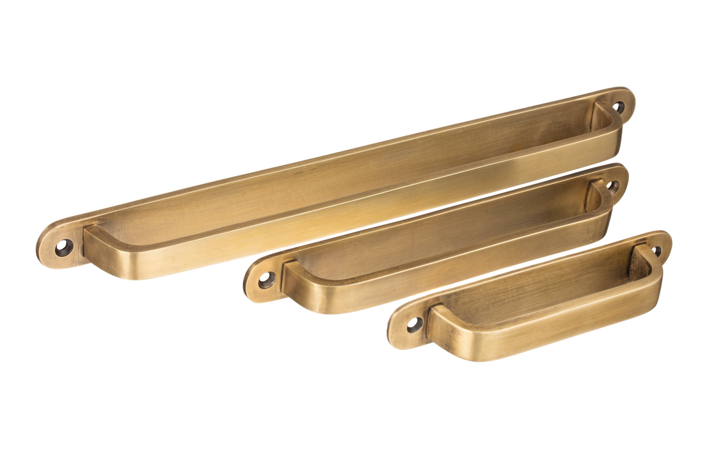 Flat Bar D Shaped Brass Drawer Handles Backplate Drawer Pulls To Cover Existing Holes 3 Sizes Etsy