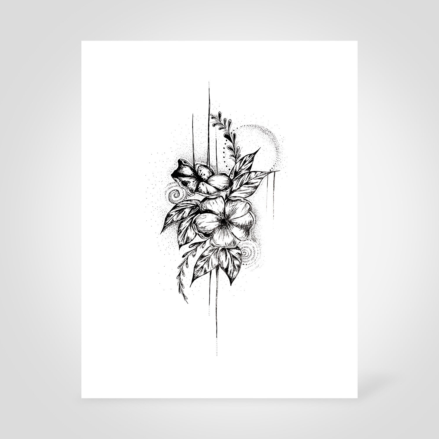 Flower Tattoo Ink Drawing For Sale Hoot Design Studio