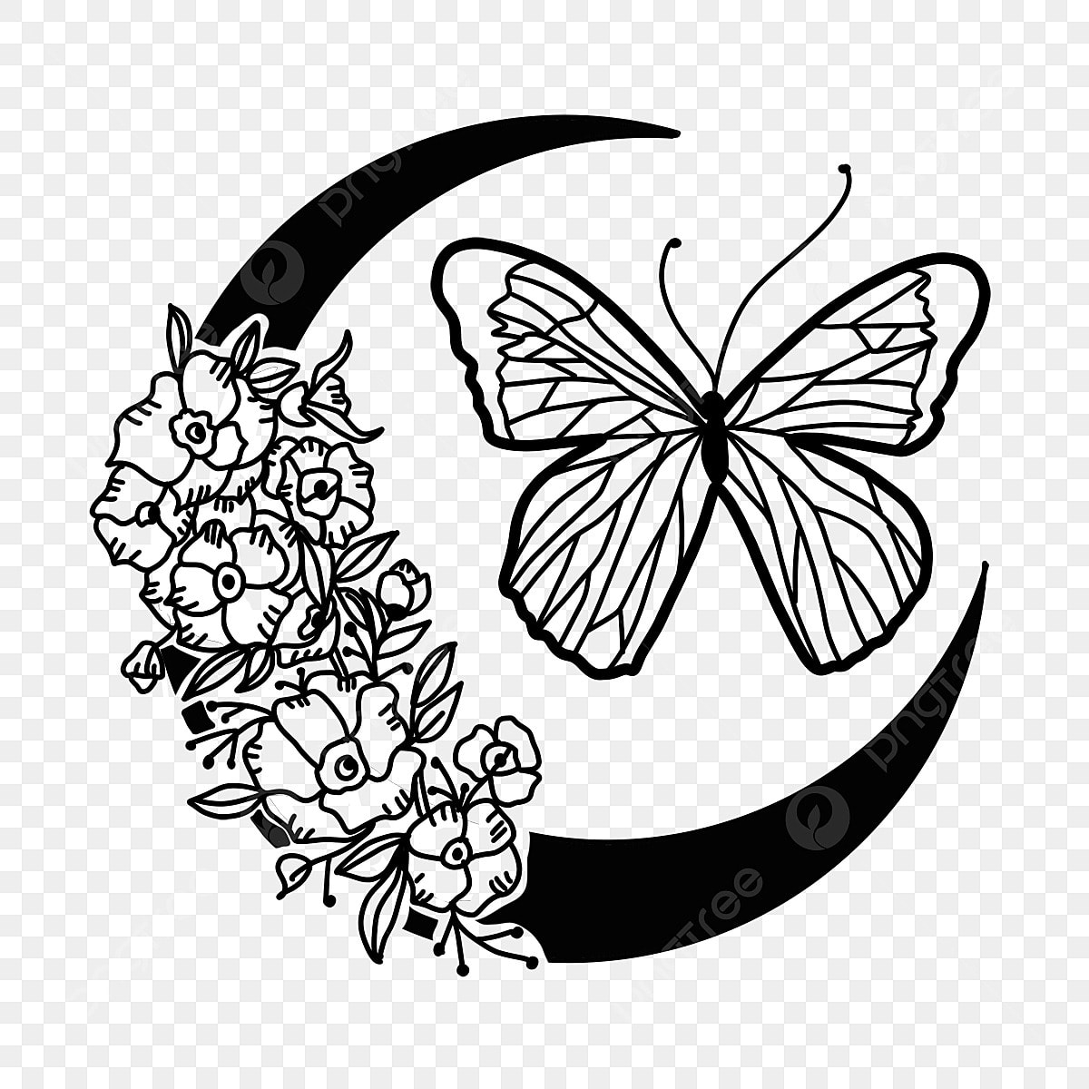 drawings of flowers and butterflies