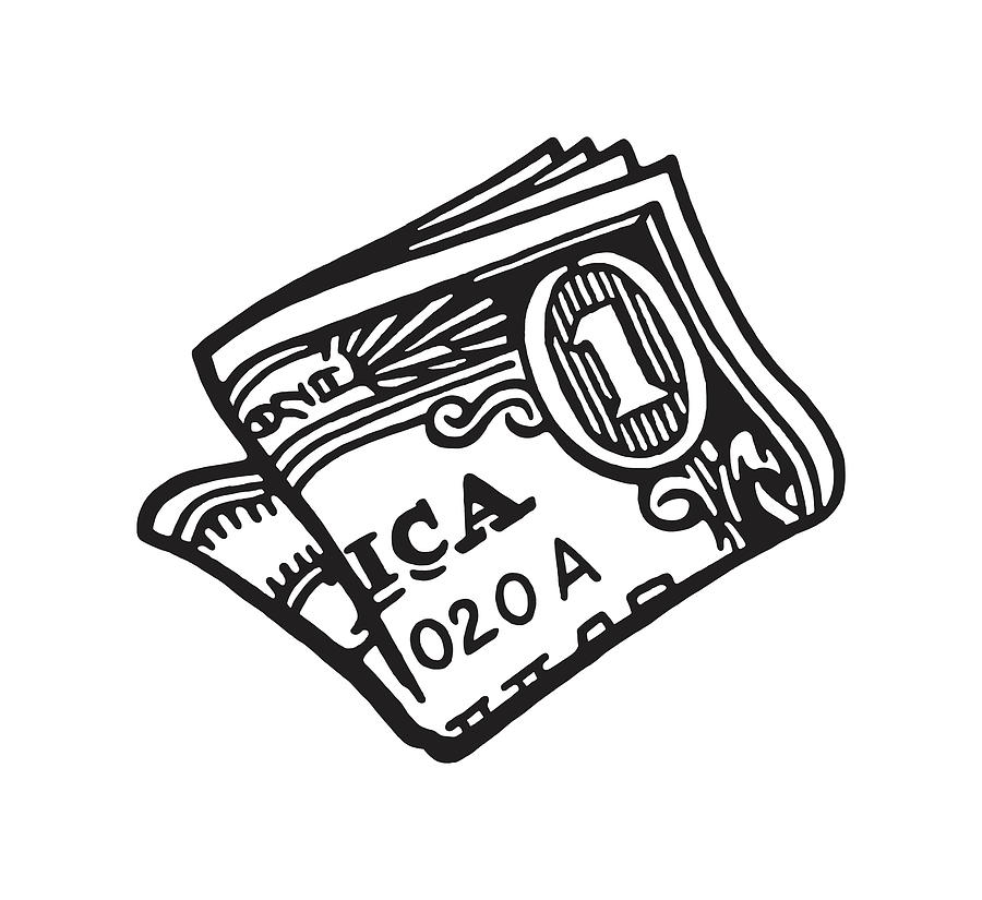 Folded Dollar Bill Drawing By CSA Images Pixels