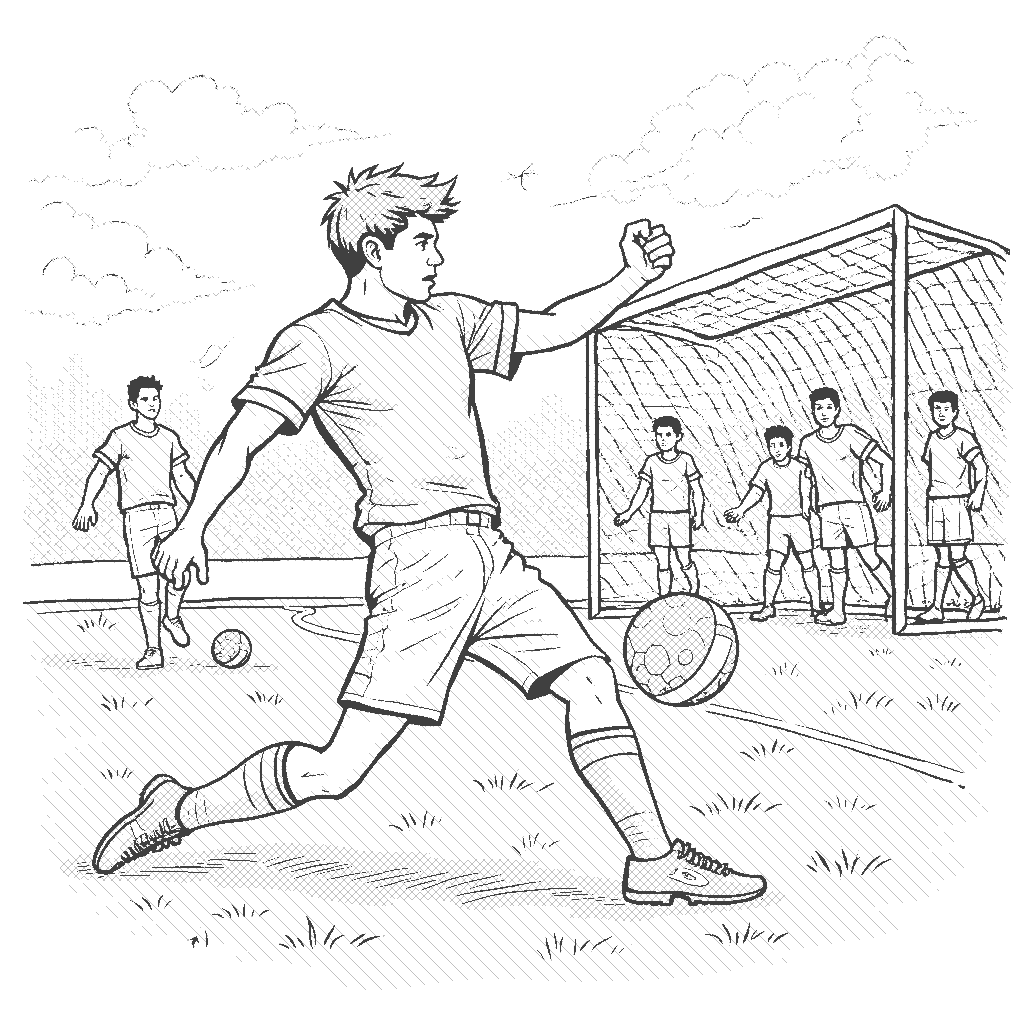 Football Player Kicking A Ball Coloring Page ColorAI me