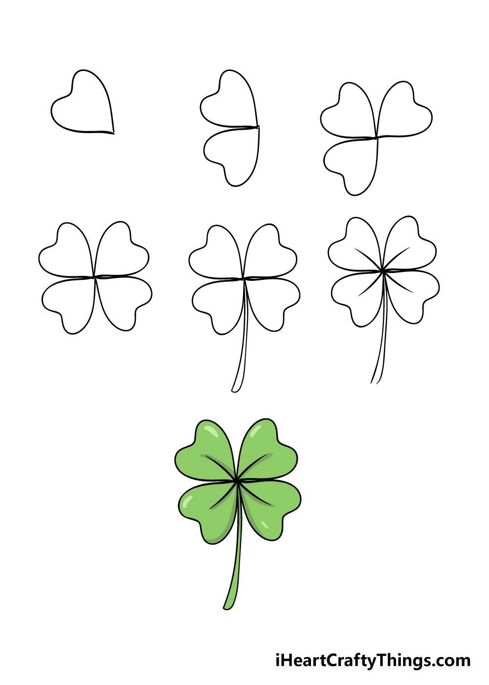 Four Leaf Clover Drawing How To Draw A Four Leaf Clover Step By Step