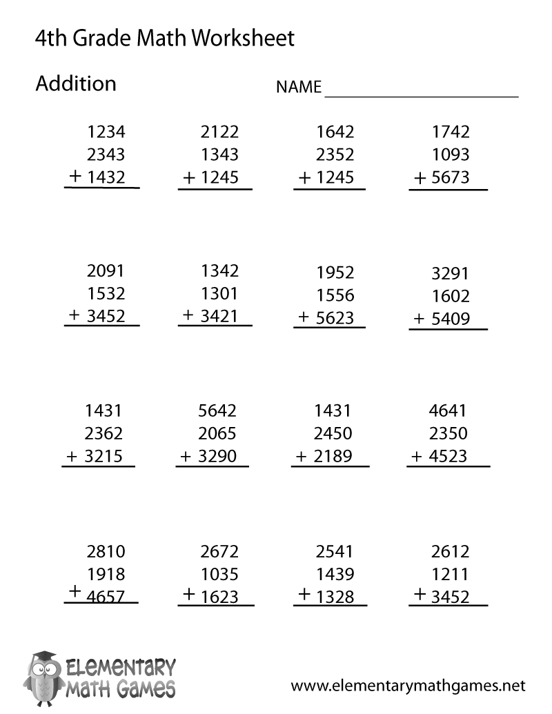 math worksheets for 4th graders printable