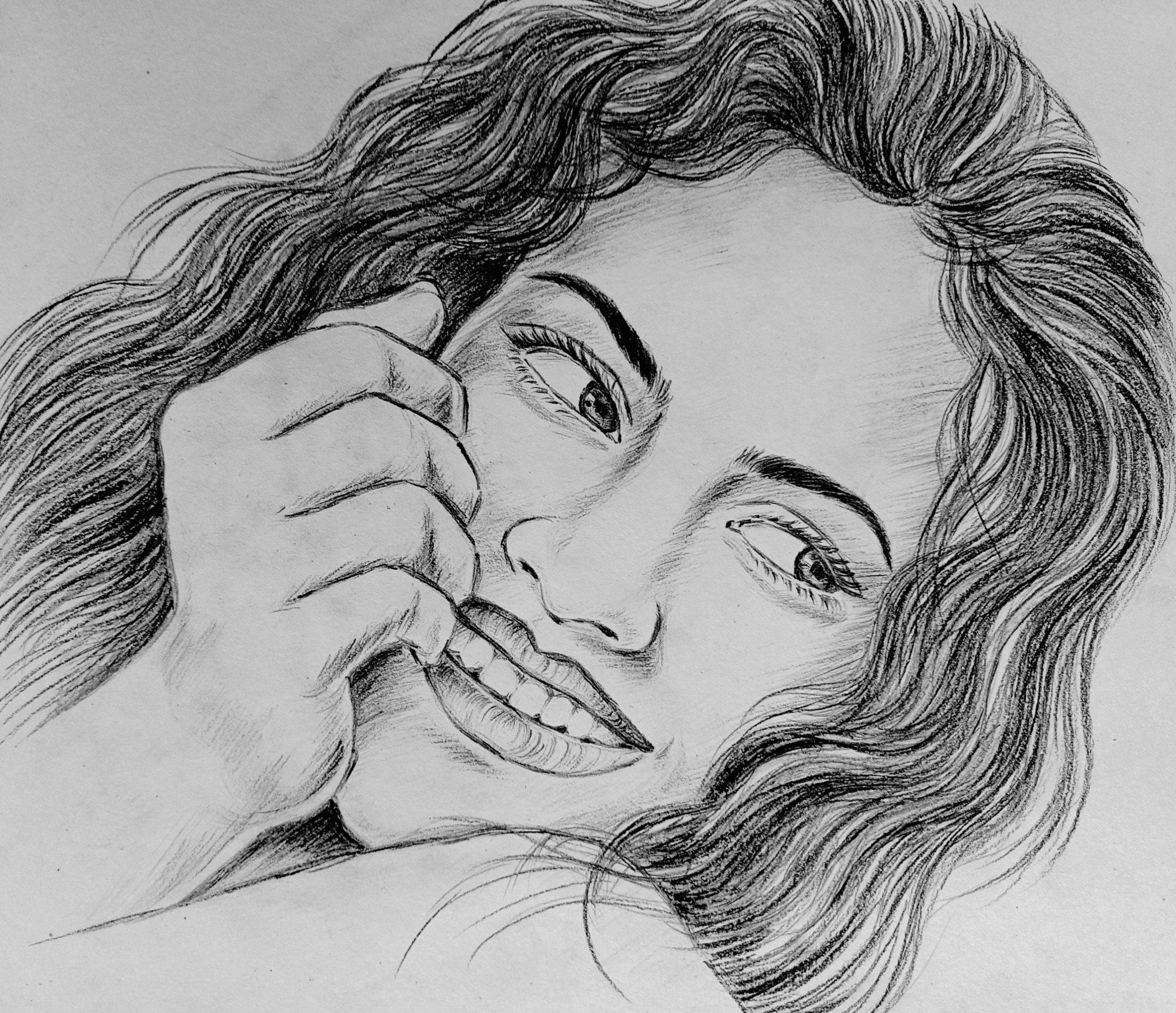 Frame Not Included Bu0026w Smile Of A Cute Girl Sketch Size 10 5x9 5 Inch At 800 piece In Virar