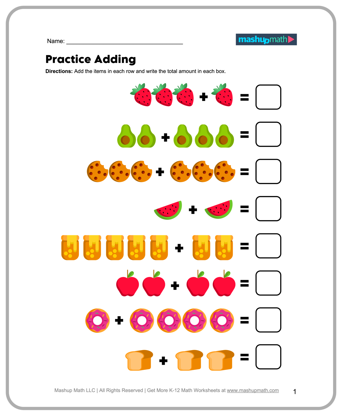 grade 1 math worksheet