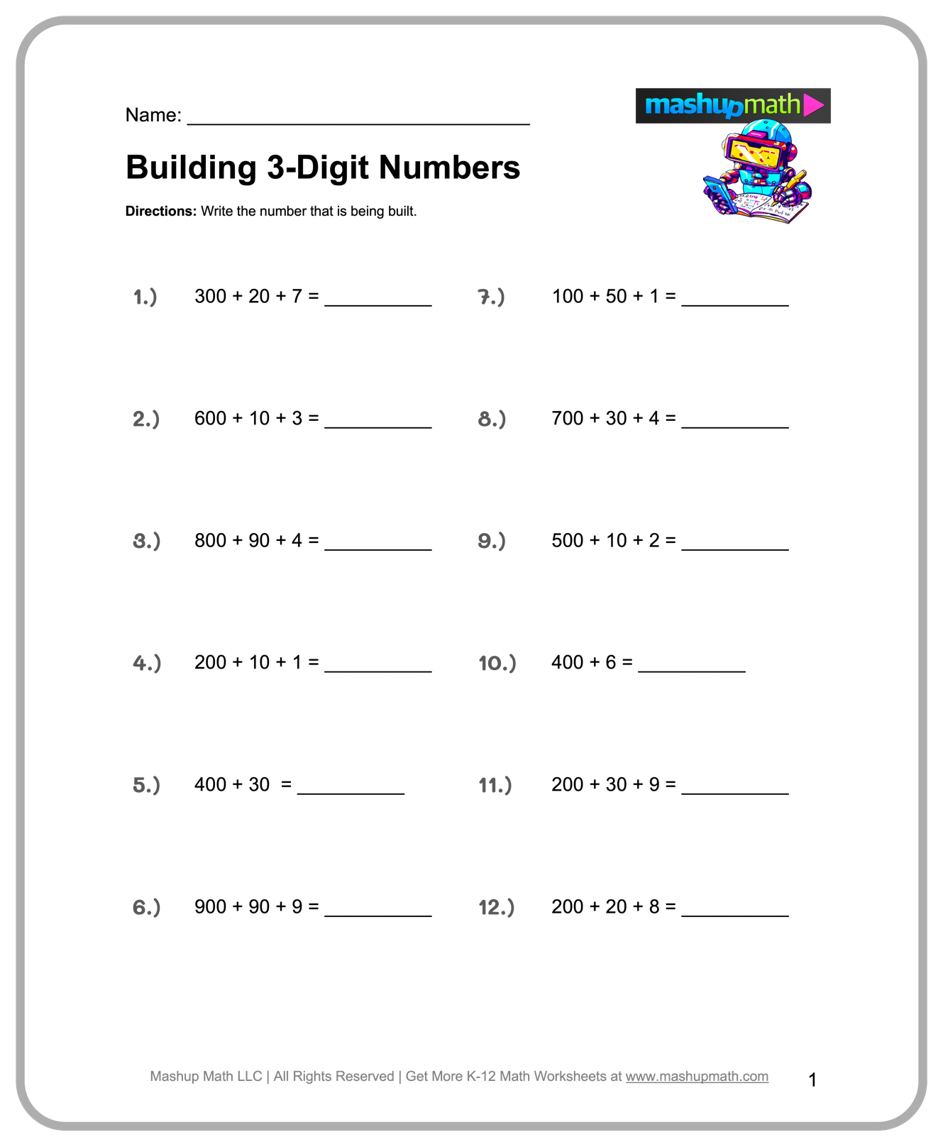 3rd grade math sheets