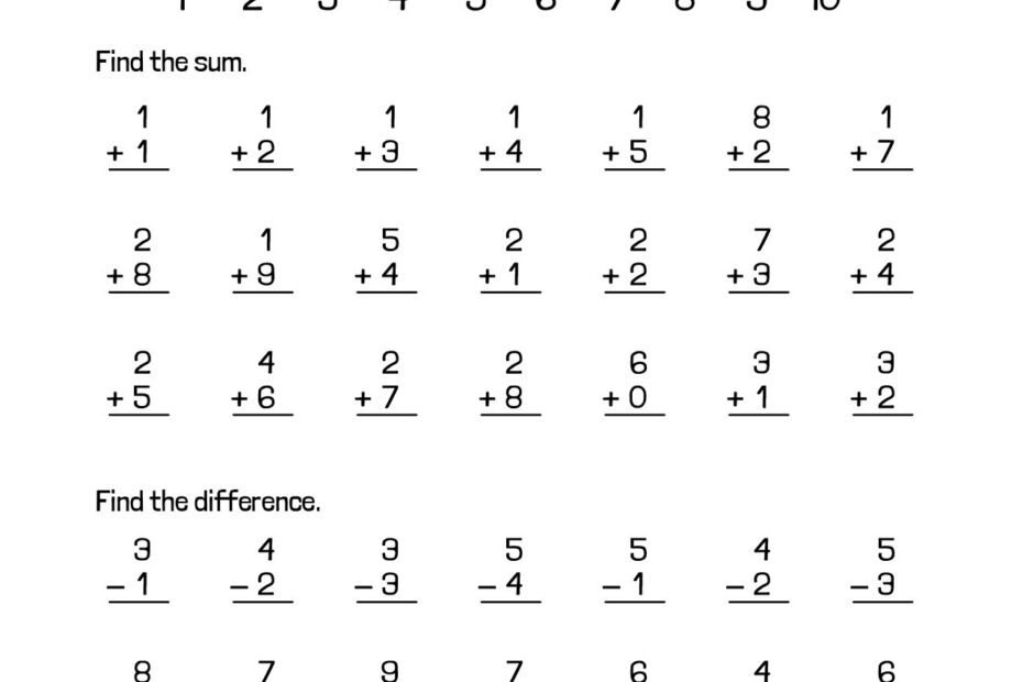 Free Addition And Subtraction Worksheets For First Grade Worksheets Library