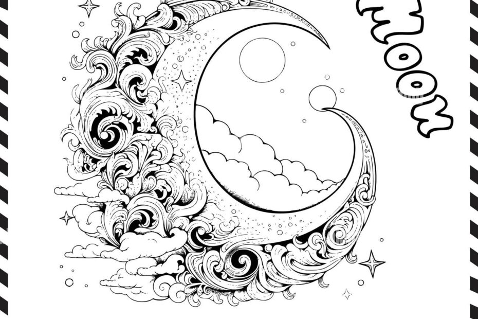 Free Coloring Pages Moon And Stars Hi res Stock Photography And Images Alamy