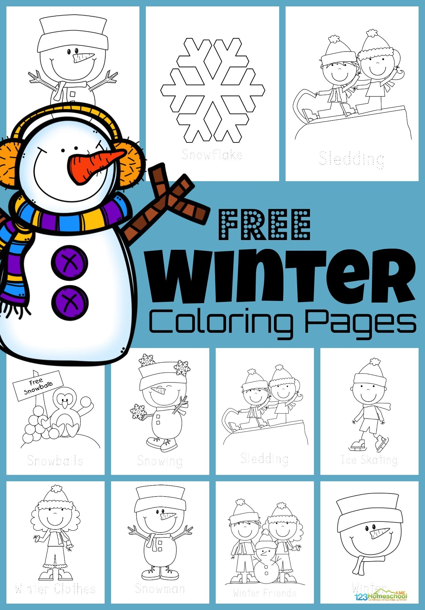 free kids coloring pages winter