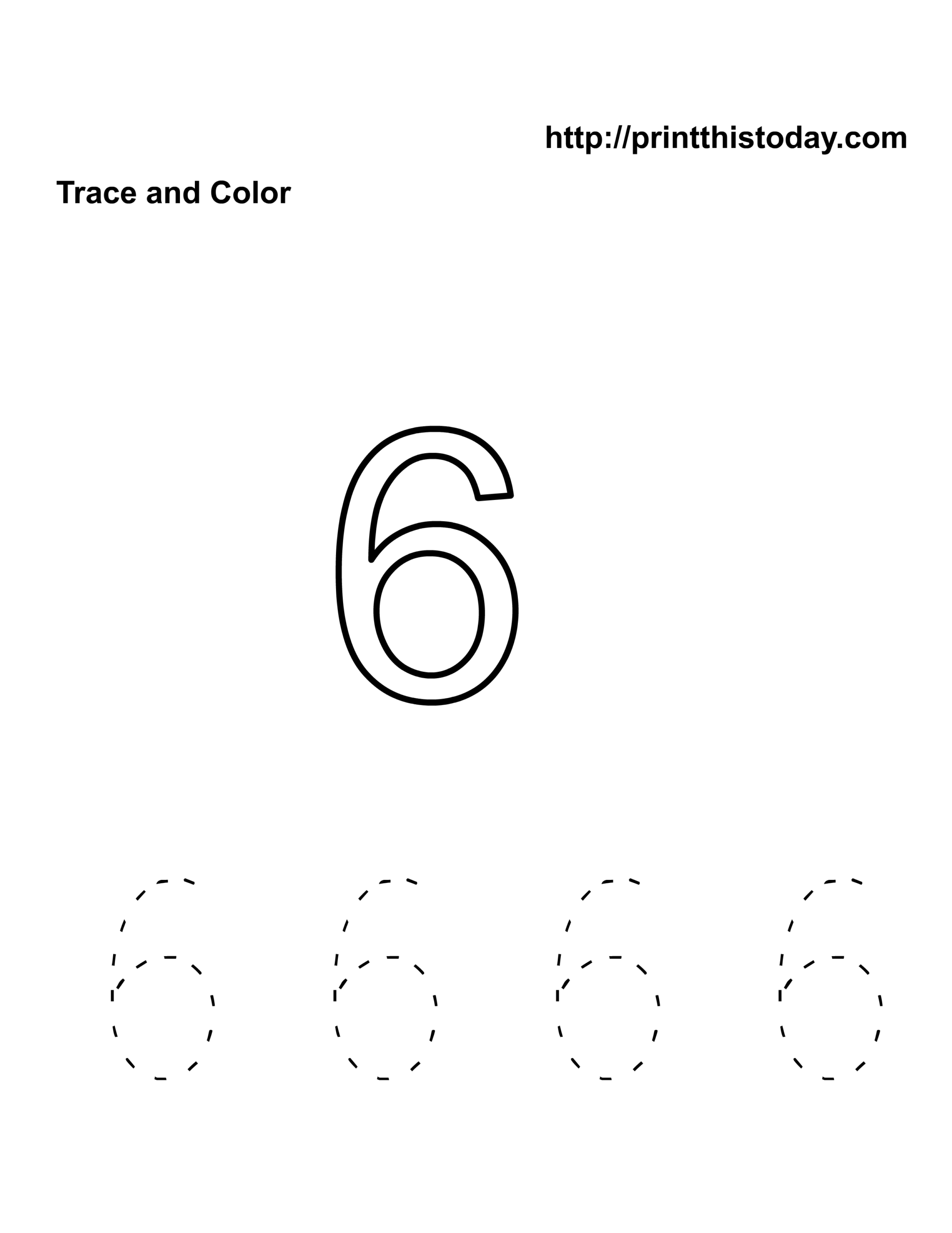 tracing the number 6