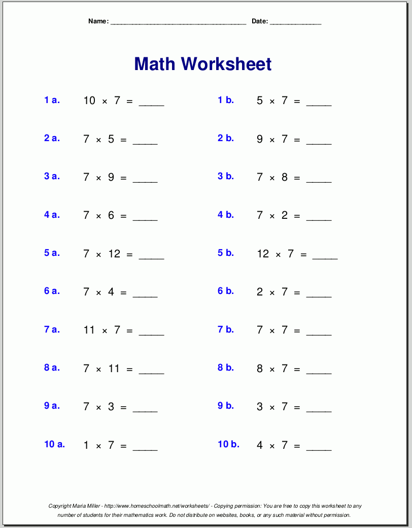 math worksheets grade 7