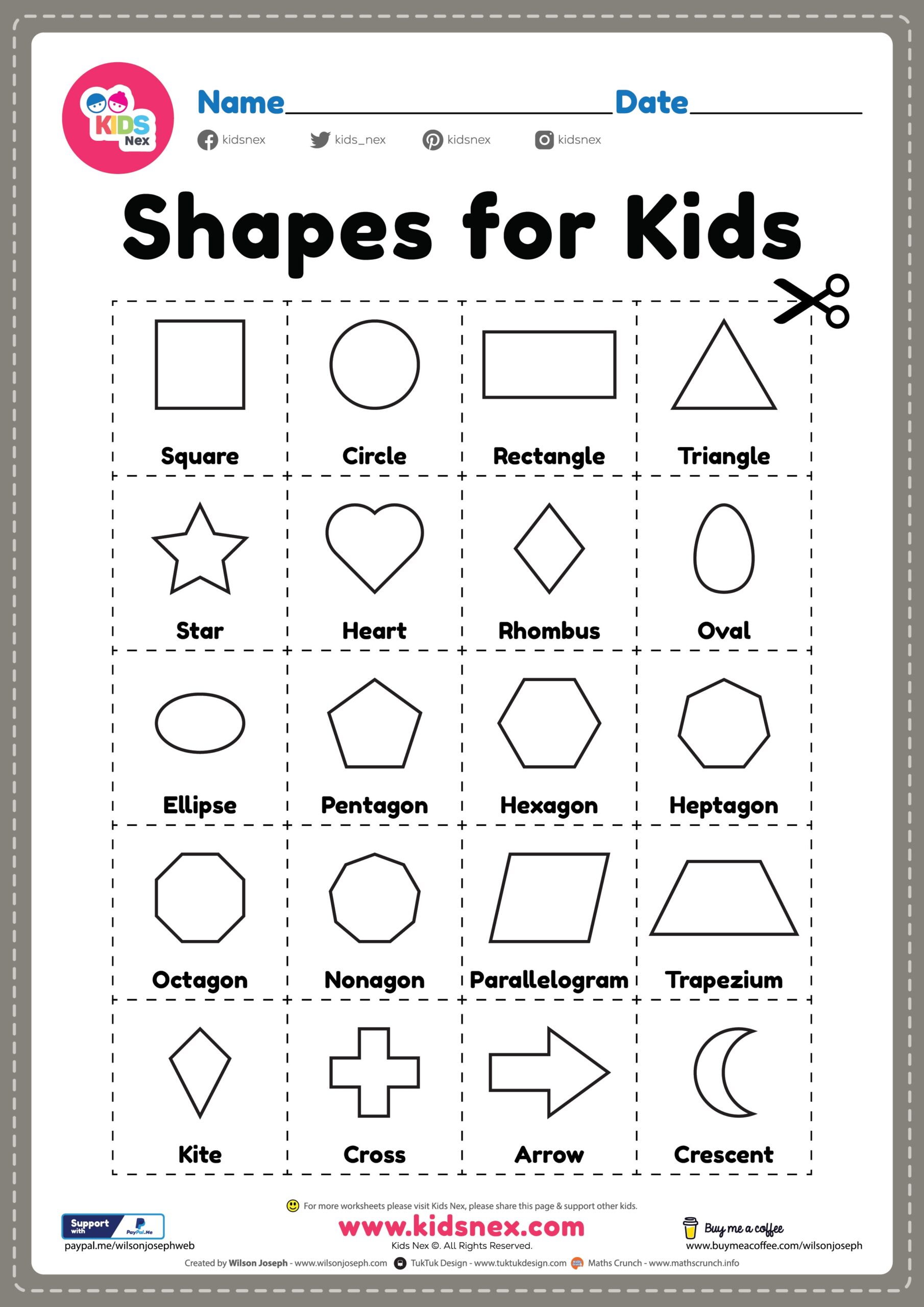 Free Printable Basic Shapes For Kids Flash Cards Cutting Worksheets Library
