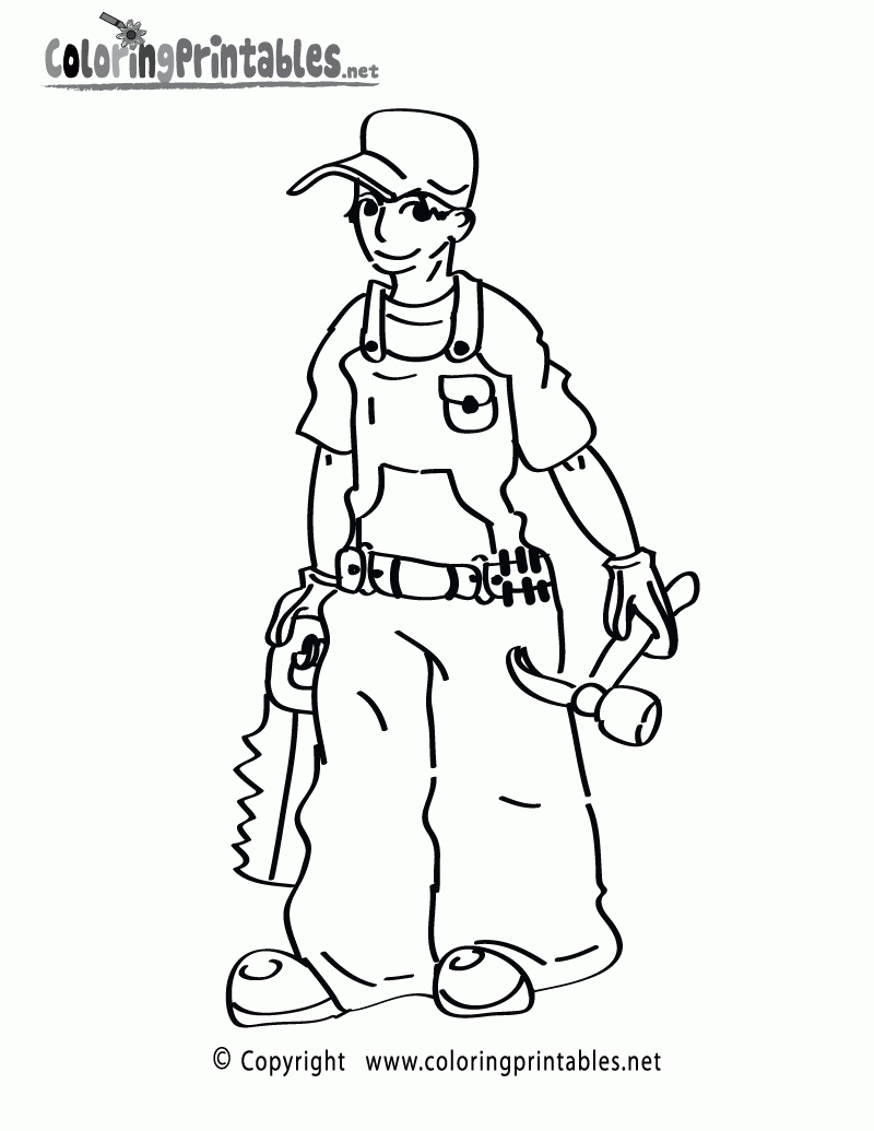 Free Printable Carpenter Coloring Page