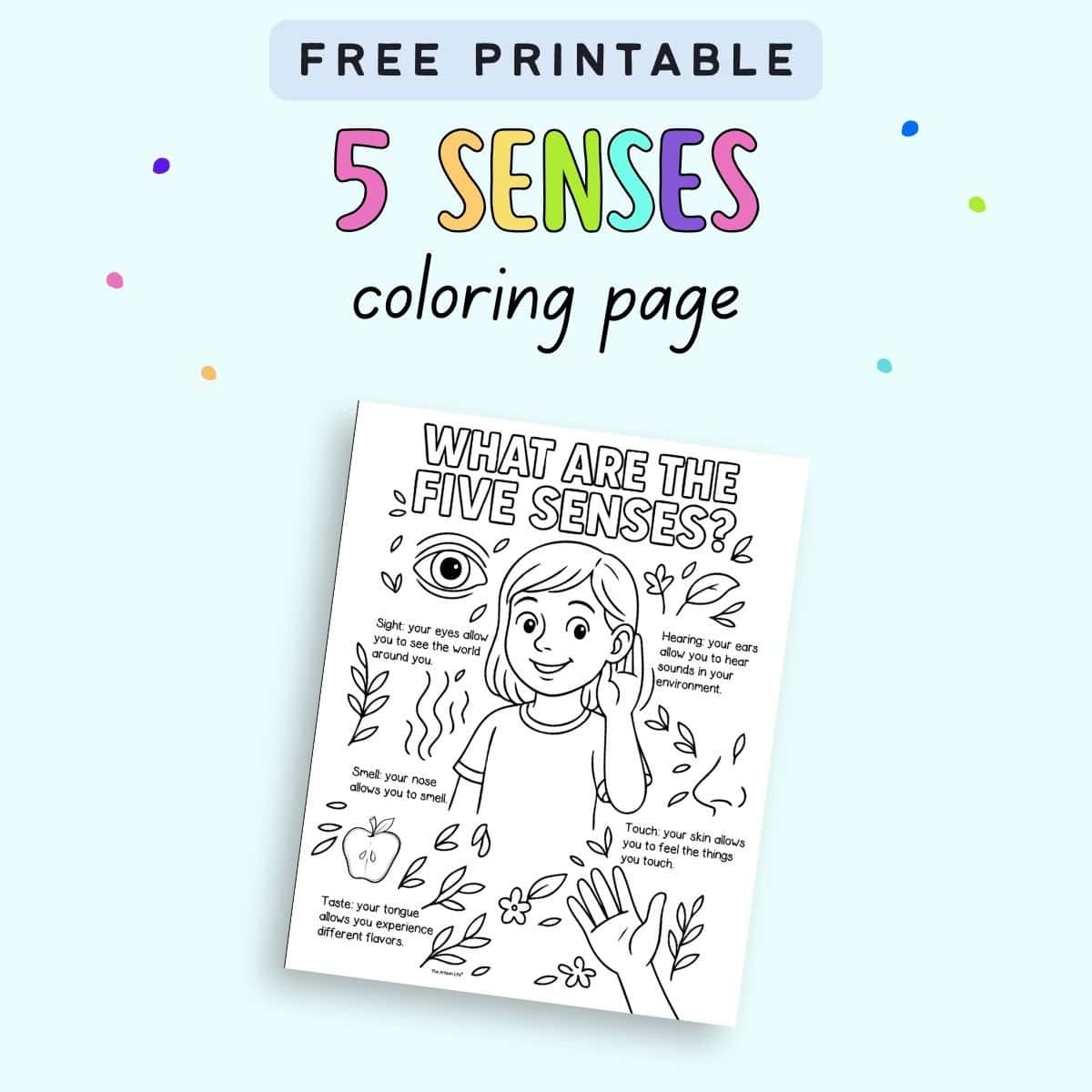 Free Printable Five Senses Coloring Page The Artisan Life
