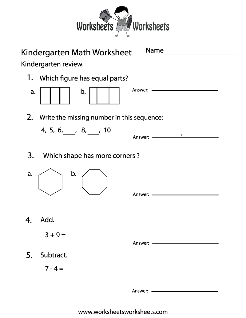 kindergarten math practice worksheets