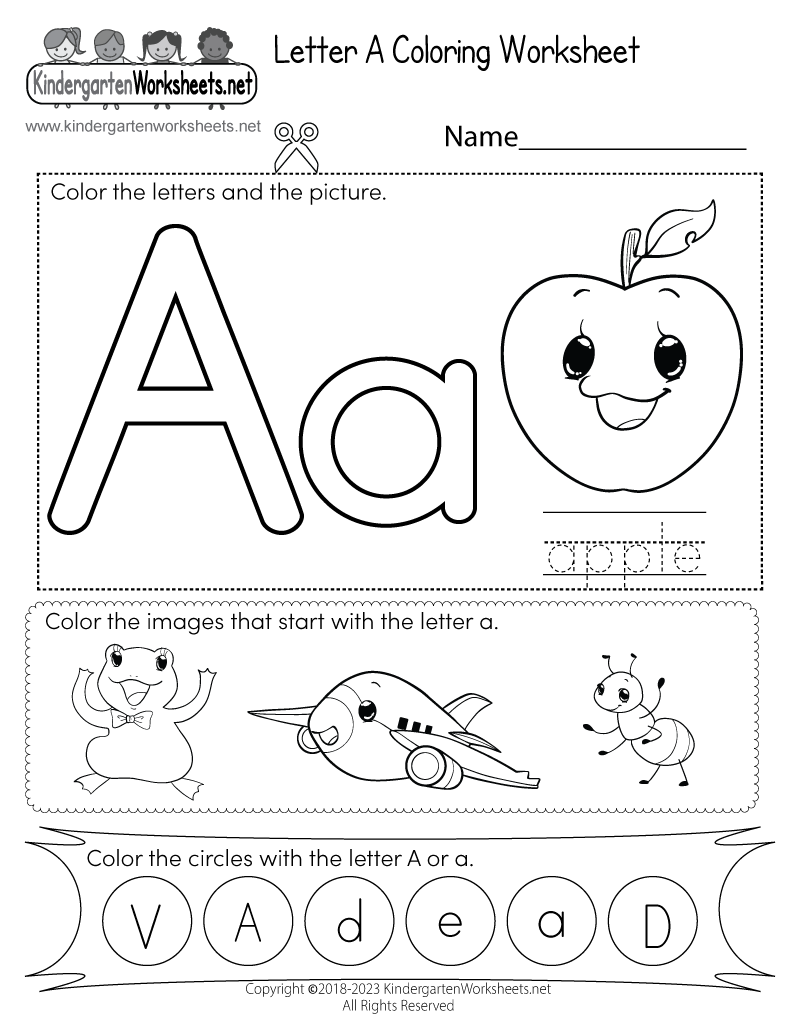 coloring sheets for letter a